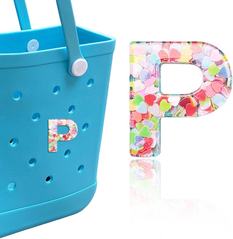 HLUWA Letter Charms for Bogg and Simply Southern Bags - Alphabet Sequin Lettering Accessories, Insert Decorative Letters for Handbag, Beach Tote - Image 1
